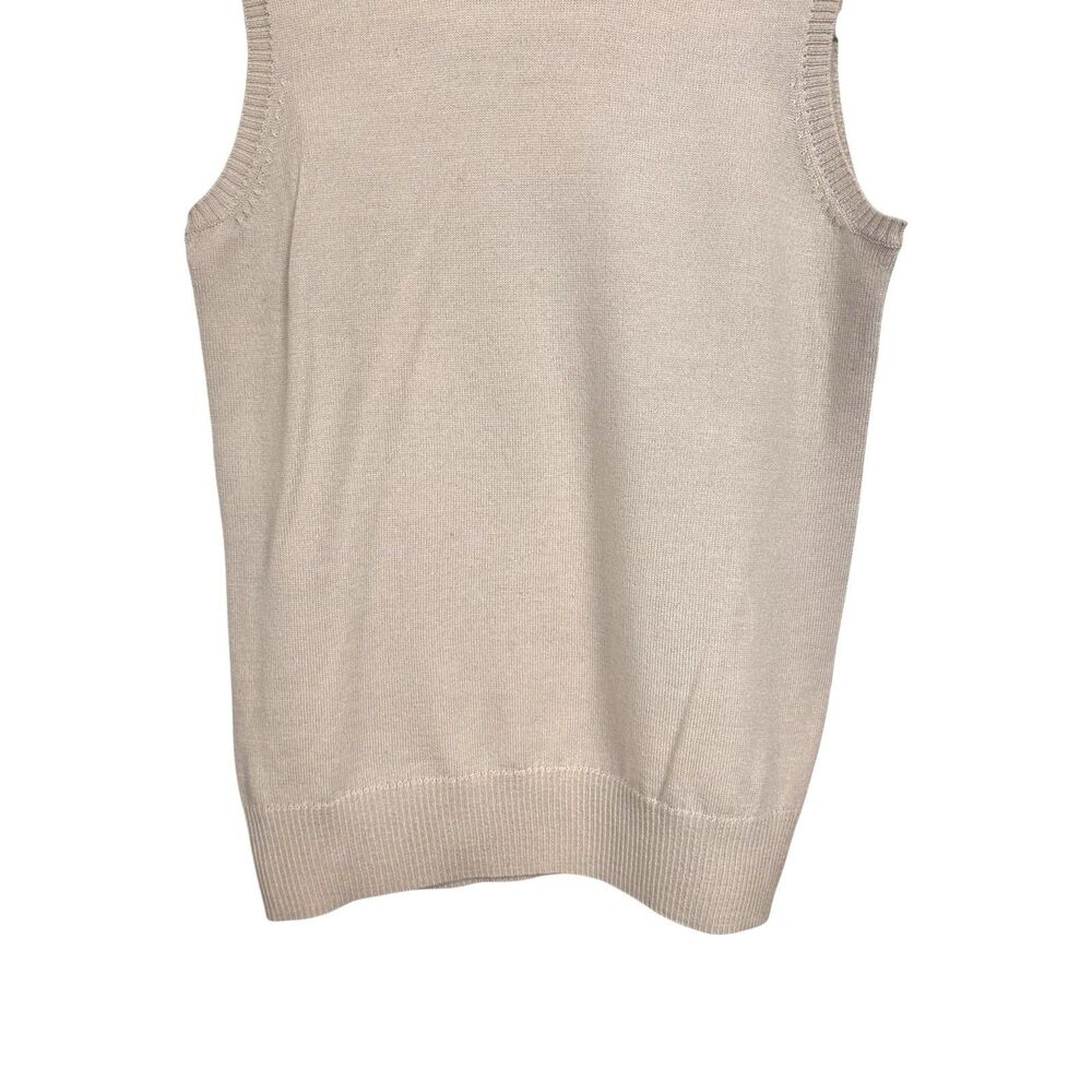 Saks Fifth Avenue Womens Sz XS Tan Merino Wool Blend Pullover Knit Sweater Vest - Picture 3 of 7
